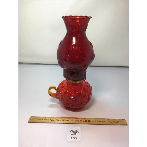 L E SMITH VINTAGE MOON & STARS AMBERINA GLASS OIL