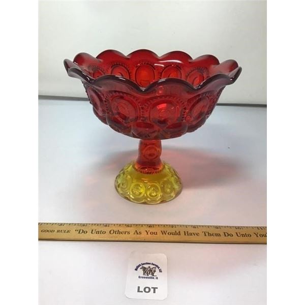 L E SMITH VINTAGE MOON & STARS AMBERINA GLASS