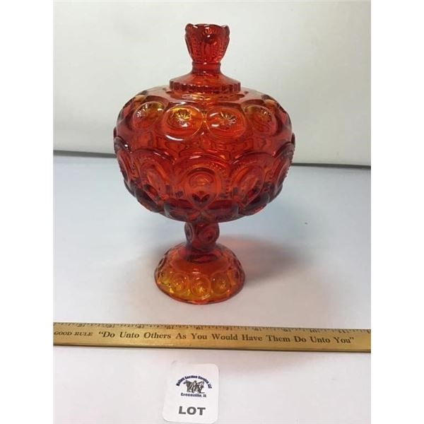 L E SMITH VINTAGE MOON & STARS AMBERINA GLASS