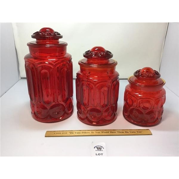 L E SMITH VINTAGE MOON & STARS AMBERINA GLASS