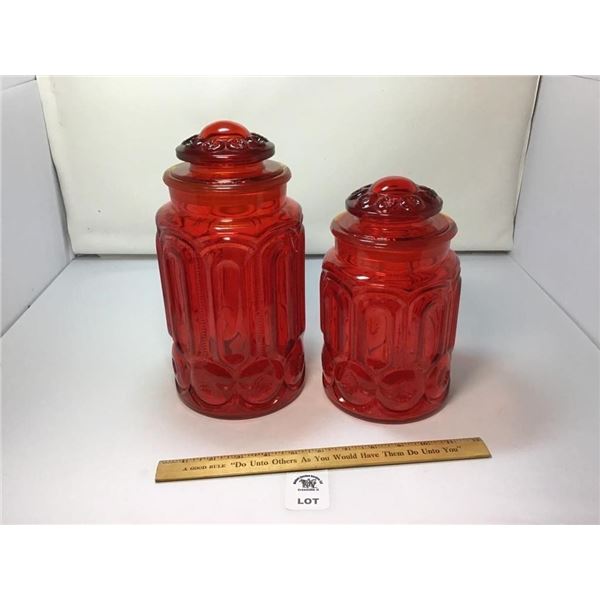 L E SMITH VINTAGE MOON & STARS AMBERINA GLASS