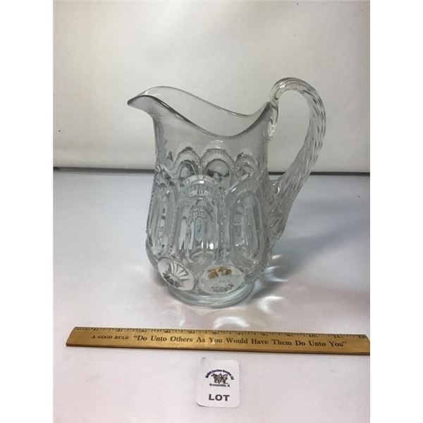 L E SMITH VINTAGE MOON & STARS CLEAR GLASS 40 Oz