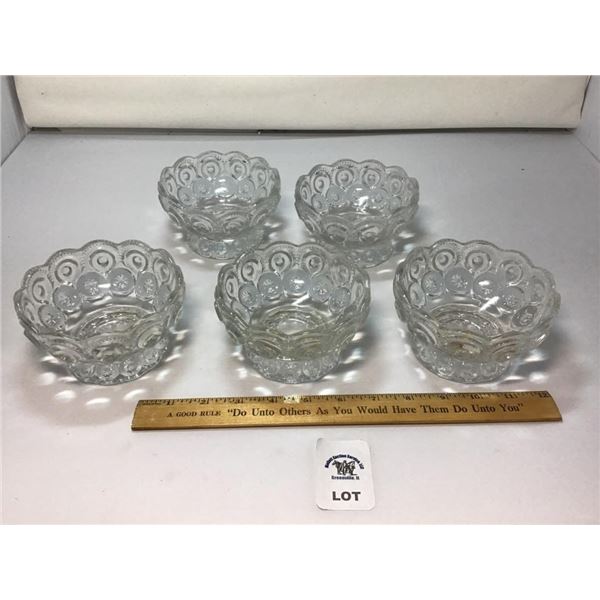 SET OF 5 L E SMITH VINTAGE MOON & STARS CLEAR