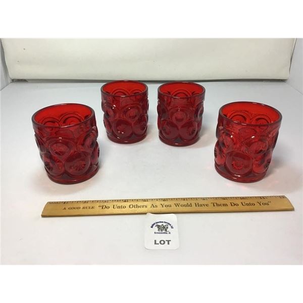 L E SMITH VINTAGE MOON & STARS RED GLASS COCKTAIL