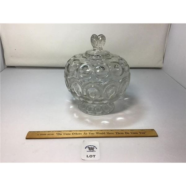 L E SMITH VINTAGE MOON & STARS CLEAR GLASS FOOTED