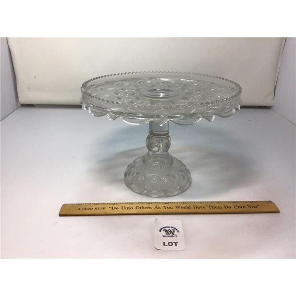 L E SMITH VINTAGE MOON & STARS CLEAR GLASS CAKE