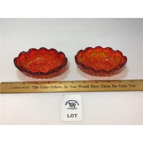 L E SMITH VINTAGE MOON & STARS AMBERINA GLASS