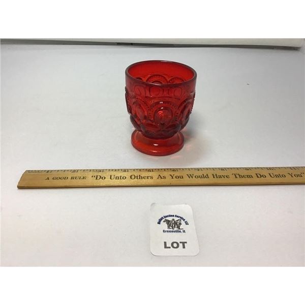 L E SMITH VINTAGE MOON & STARS RED GLASS FOOTED