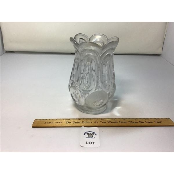 L E SMITH VINTAGE MOON & STARS CLEAR GLASS VASE 7