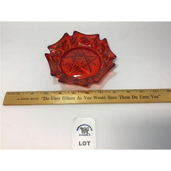 L E SMITH VINTAGE MOON & STARS AMBERINA GLASS