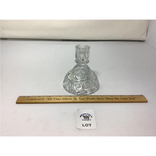 L E SMITH VINTAGE MOON & STARS CLEAR GLASS CANDLE