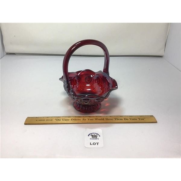 L E SMITH VINTAGE MOON & STARS RED CARNIVAL GLASS
