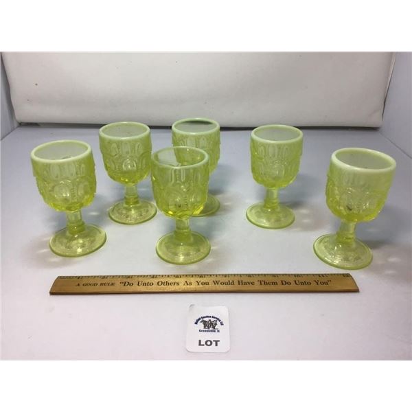 L E SMITH VINTAGE MOON & STARS VASOLINE GLASS