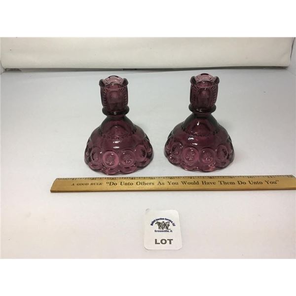 L E SMITH VINTAGE MOON AND STARS AMETHYST CANDLE