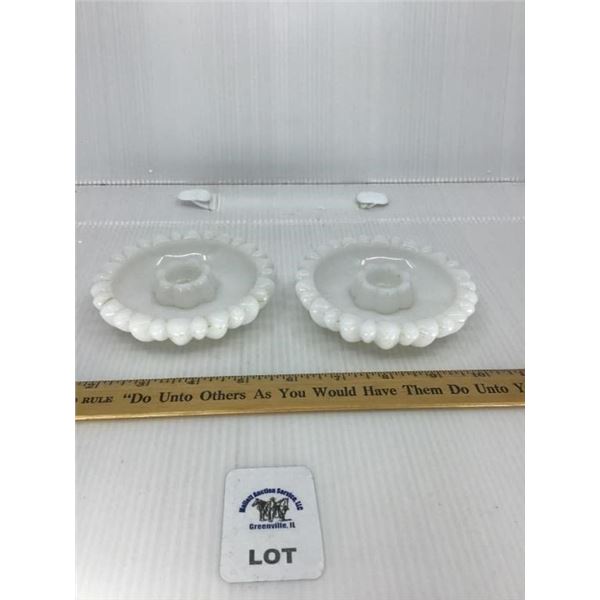 VINTAGE MILK GLASS SUNFLOWER CANDLE HOLDERS