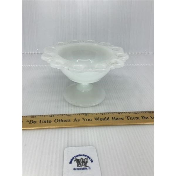 LACE MILK GLASS CANDY DISH