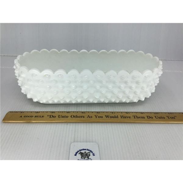 VINTAGE 10 INCH OBLONG MILK GLASS PLANTER