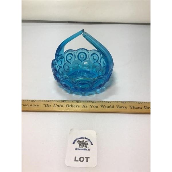 L E SMITH VINTAGE MOON AND STARS AQUA BLUE SPLIT