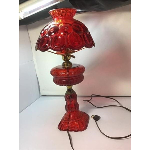 L E SMITH VINTAGE MOON AND STARS RED GLASS