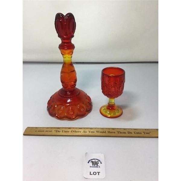 L E SMITH VINTAGE MOON & STARS ANBERINA GLASS