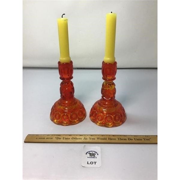L E SMITH VINTAGE MOON & STARS AMBERINA GLASS