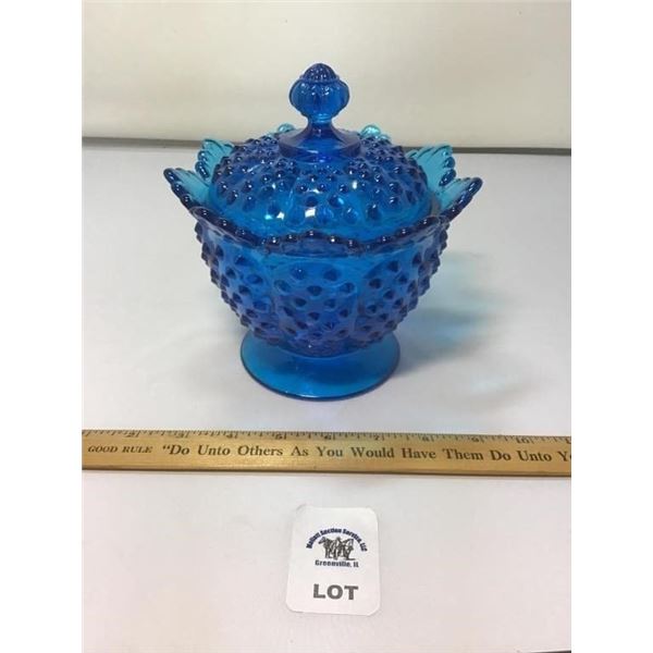 VINTAGE FENTON COLONIAL BLUE HOBNAIL PEDESTAL