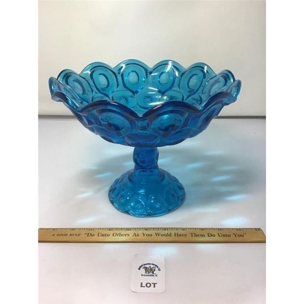 L E SMITH VINTAGE MOON & STARS DEEP BLUE PEDESTAL