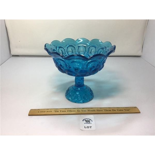 L E SMITH VINTAGE MOON & STARS DEEP BLUE PEDESTAL