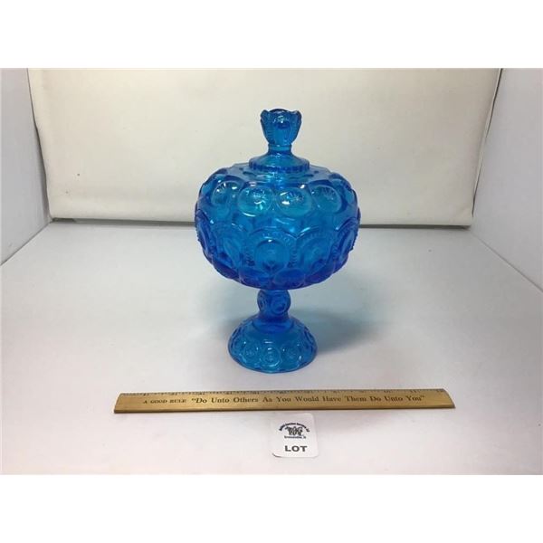 L E SMITH VINTAGE MOON & STARS DEEP BLUE PEDESTAL