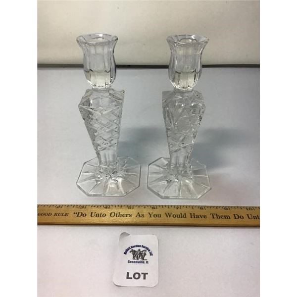 CESKA CRYSTAL CANDLE HOLDERS 1 pr