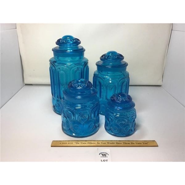 L E SMITH VINTAGE MOON & STARS DEEP BLUE 4 PC