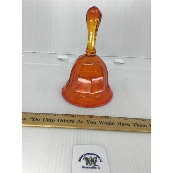 VINTAGE VIKING GLASS AMBERINA BELL 5.5 INCHES TALL