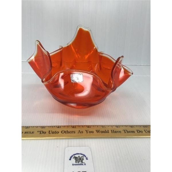 VINTAGE VIKING GLASS ORANGE GLASS HANDKERCHIEF