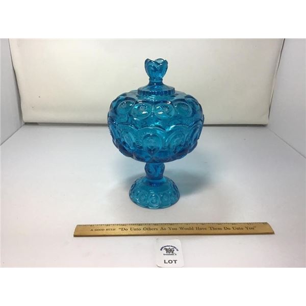 L E SMITH VINTAGE MOON & STARS DEEP BLUE LIDDED