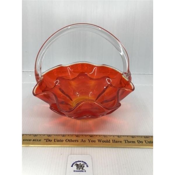 VINTAGE VIKING GLASS BASKET PERSIMMON DOUBLE