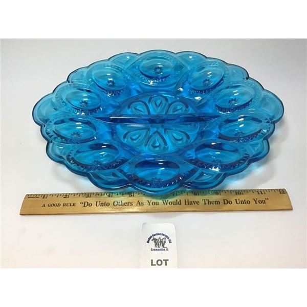 L E SMITH VINTAGE MOON & STARS DEEP BLUE EGG