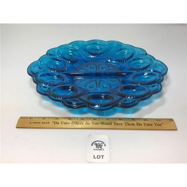 L E SMITH VINTAGE MOON & STARS DEEP BLUE EGG