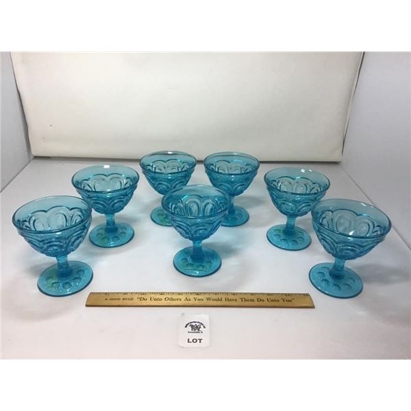 L E SMITH VINTAGE MOON & STARS AQUAMARINE BLUE