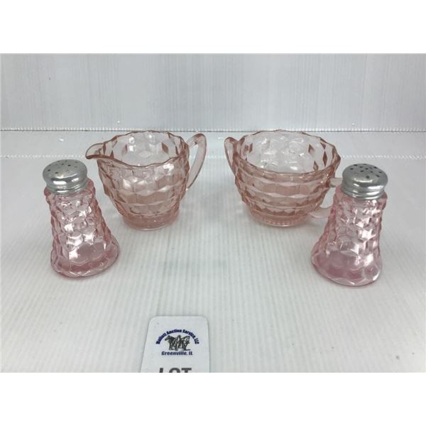 VINTAGE PINK DEPRESSION CREAM AND SUGAR, SALT A