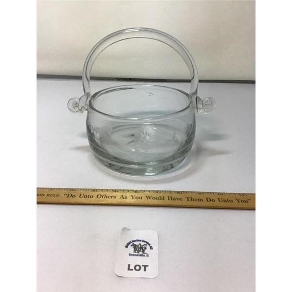 LEADED GLASS ETCHED BASKET