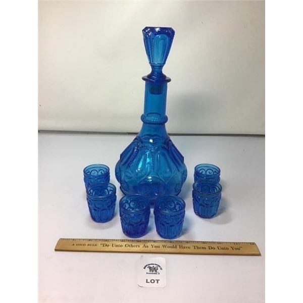 L E SMITH VINTAGE MOON & STARS DEEP BLUE DECANTUR
