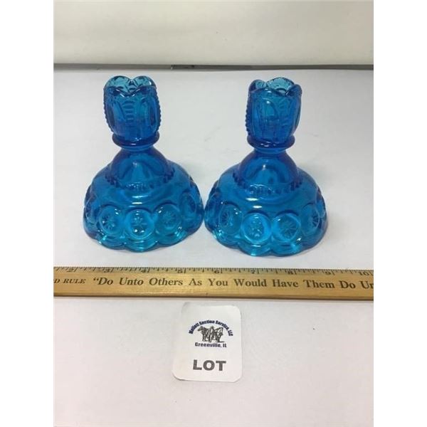 L E SMITH VINTAGE MOON & STARS DEEP BLUE CANDLE