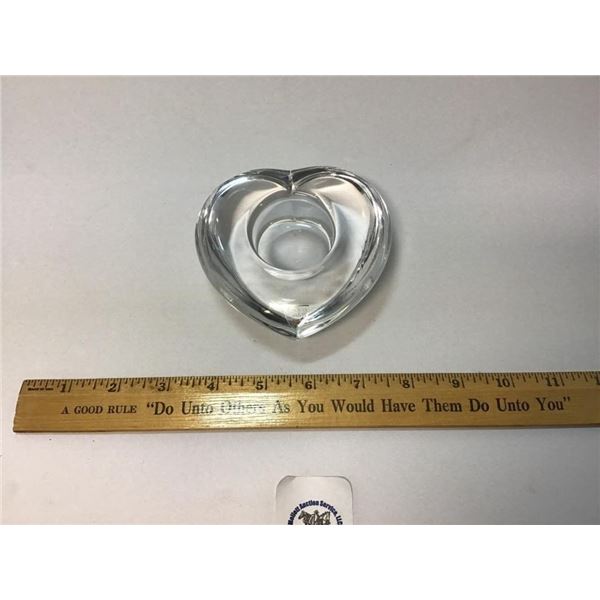ORREFORS -SWEDEN CRYSTAL HEART CANDLE STAND