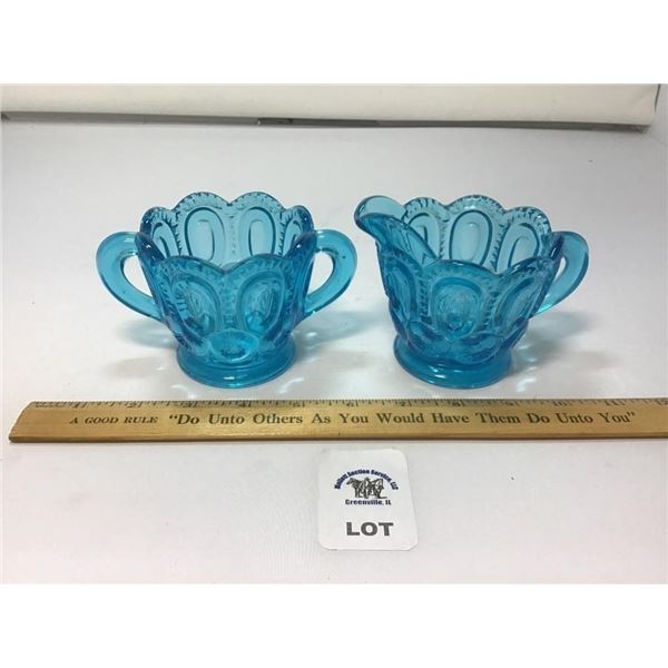 L E SMITH VINTAGE MOON & STARS DEEP BLUE CREAMER