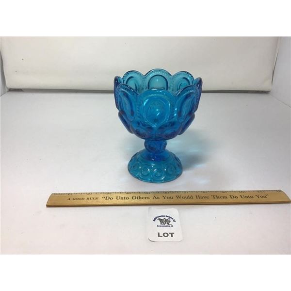 L E SMITH VINTAGE MOON & STARS DEEP BLUE PEDESTAL