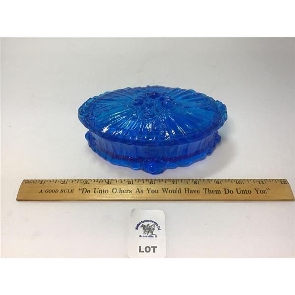 FENTON CABBAGE ROSE TRINKET BOX ART GLASS