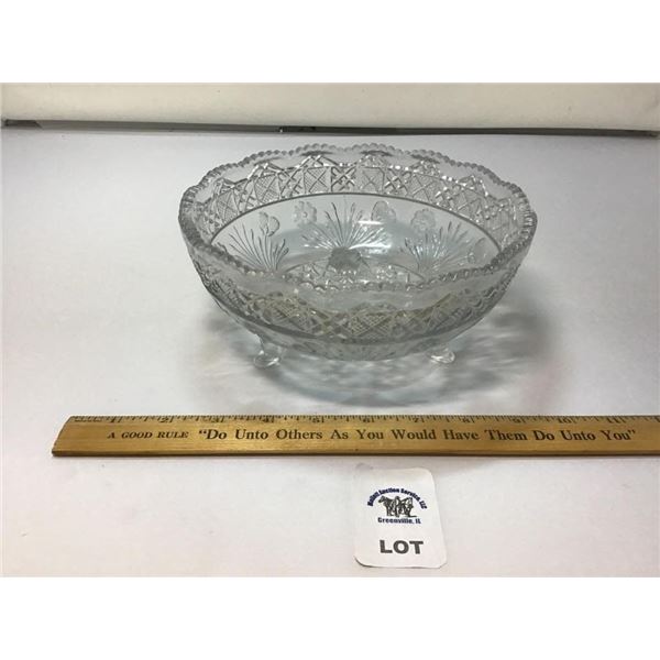 VINTAGE CUT GLASS FOOTED BOWL