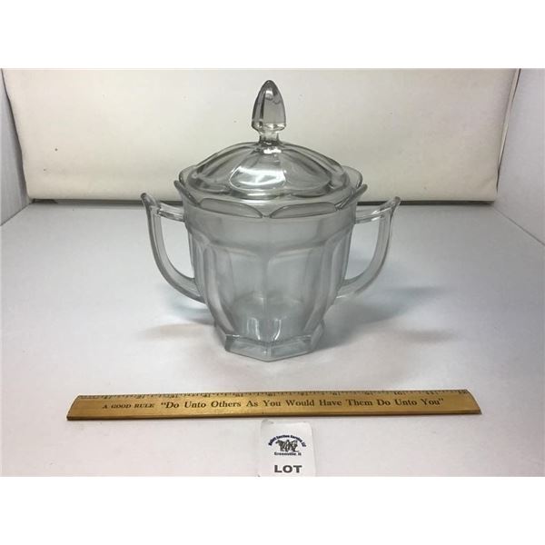 LANCASTER GLASS CRACKER BISCUIT JAR & LID