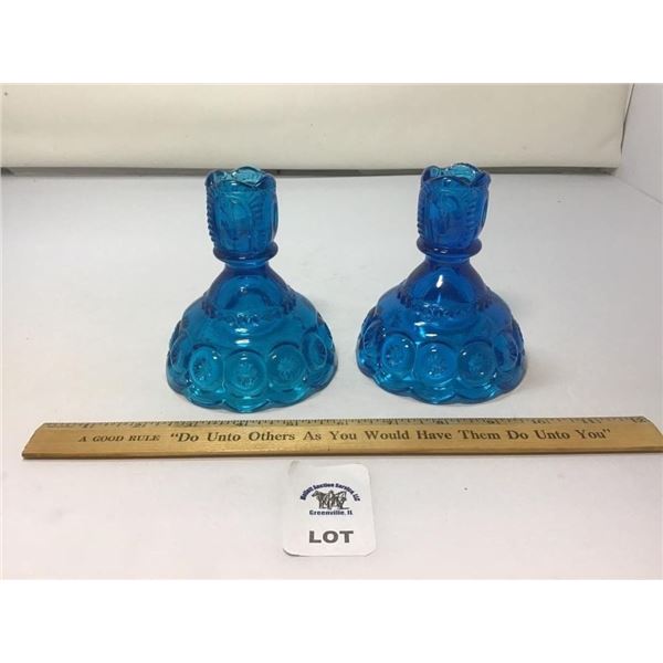 L E SMITH VINTAGE MOON & STARS DEEP BLUE CANDLE