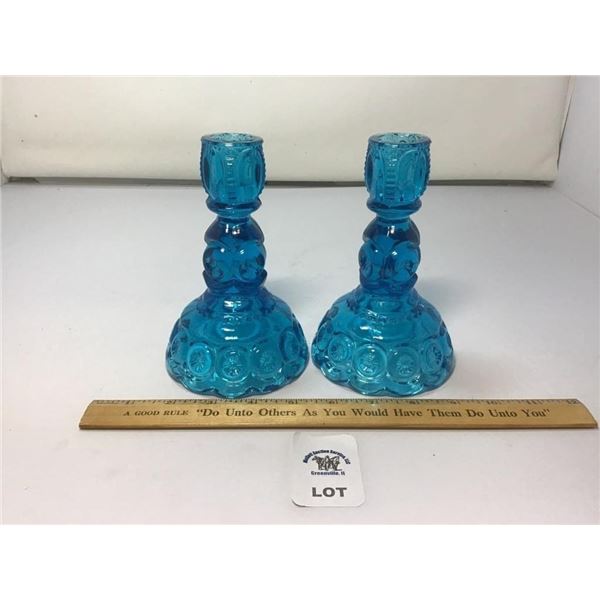 L E SMITH VINTAGE MOON & STARS DEEP BLUE. CANDLE